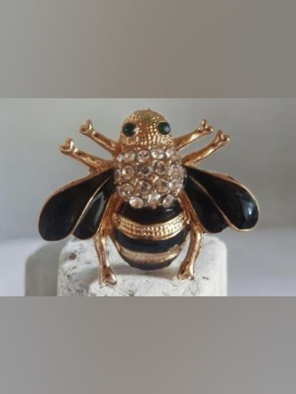 Gold Plated Gold and Black Crystal Bumble Bee Brooch - NWT